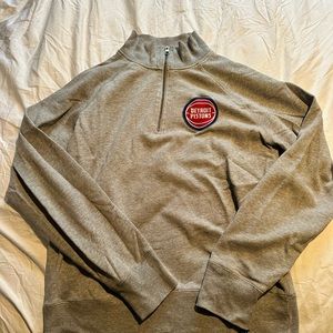 Large embroidered Detroit pistons quarter zip sweatshirt